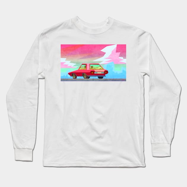 Red Vintage Car Long Sleeve T-Shirt by nagare017